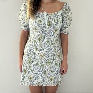 7 For All Mankind Eyelet Floral Mini Peasant Dress